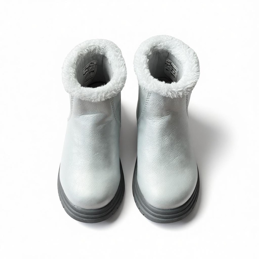 OshKosh B'gosh Toddler‎ Silver Winter Boots Faux Fur Lined Wipe Clean Size 7 NWT